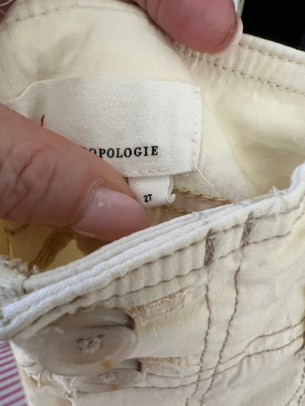 Anthropologie Cream High-Rise Button-Front Chino Pants - Picture 3 of 12
